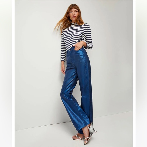 Veronica Beard Dylan Metallic True Navy Jeans